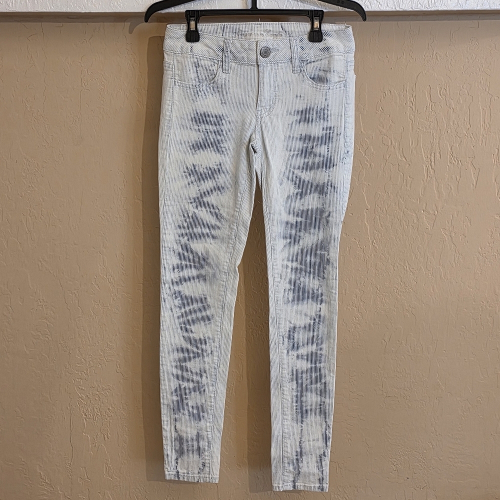 American Eagle Outfitters Tie-Dye Skinny Jeans - Blue and White